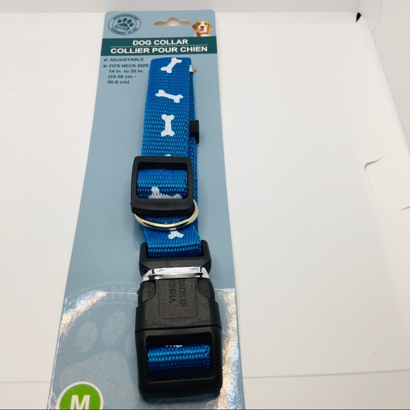 DOG COLLAR BLUE WITH BONES! SZ Med - Picture 3 of 8